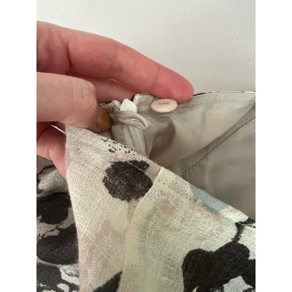 Lafayette 148 Women's 6P Linen Midi Skirt Abstract Floral White Pink Brown Green - Picture 9 of 12